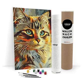 Malen nach Zahlen Leinwandbild - Katze Kimba modern  