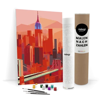 Malen nach Zahlen Leinwandbild - New York red Skyline Malen nach Zahlen Leinwandbild - New York red Skyline