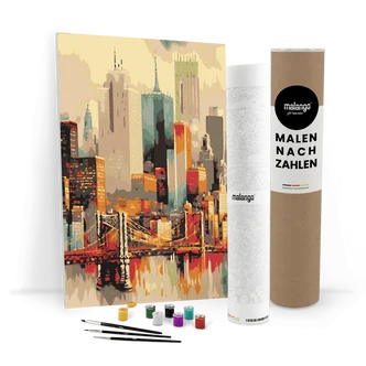 Malen nach Zahlen Leinwandbild - New York Spiegelbild im East River Malen nach Zahlen Leinwandbild - New York Spiegelbild im East River