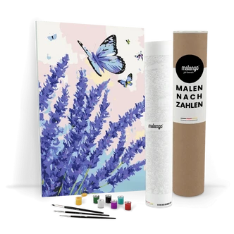 Malen nach Zahlen Leinwandbild - Schmetterlinge am Lavendel Malen nach Zahlen Leinwandbild - Schmetterlinge am Lavendel