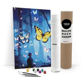 Malen nach Zahlen Leinwandbild - Schmetterlingswald Malen nach Zahlen Leinwandbild - Schmetterlingswald