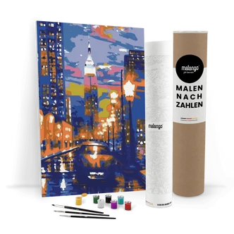 Malen nach Zahlen Leinwandbild - Empire State Building bei Dämmerung  