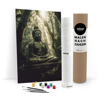 Malen nach Zahlen Leinwandbild - Buddha Bahi im Wald Malen nach Zahlen Leinwandbild - Buddha Bahi im Wald
