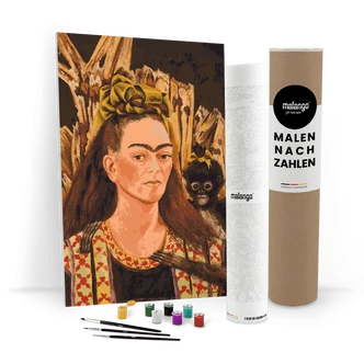 Malen nach Zahlen Leinwandbild - Kahlo - Selbstbildnis mit offenem Haar  