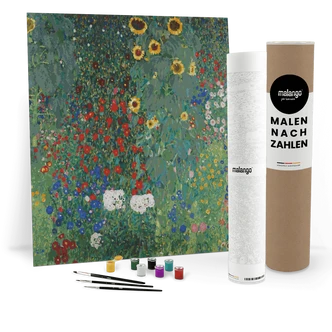 Malen nach Zahlen Leinwandbild - Klimt - Bauerngarten mit Sonnenblumen  