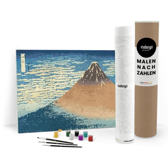 Malen nach Zahlen Leinwandbild - Hokusai - Feiner Wind, Klarer Morgen (Roter Fuji)  