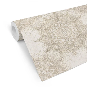 Mustertapete Elegantes Mandala in Sandgold - Bloomery Decor Mustertapete Elegantes Mandala in Sandgold - Bloomery Decor