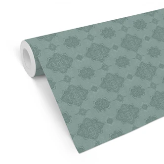 Ornaments Patterned Wallpaper Mandala Pattern Marrakech Green - Bloomery Decor 