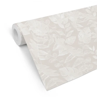 Pflanzen Mustertapete Tropische Blätter Beige - Bloomery Decor Pflanzen Mustertapete Tropische Blätter Beige - Bloomery Decor