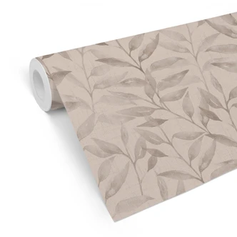 Mustertapete Zarte Aquarell-Blätter - Soft Grau - Bloomery Decor Mustertapete Zarte Aquarell-Blätter - Soft Grau - Bloomery Decor