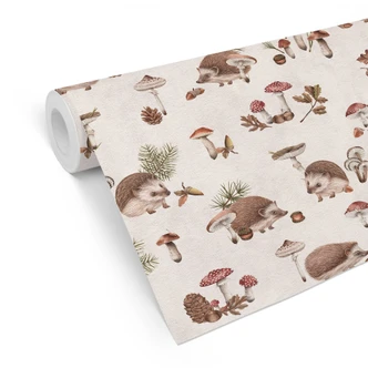 Patroonbehang Zoete egels in het herfstbos - Kikki Belle Patroonbehang Zoete egels in het herfstbos - Kikki Belle
