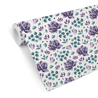 Tapet med mønster - akvarelblomster 03 - violet 