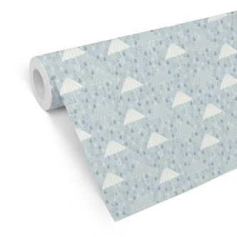 Patterned Wallpaper No more rainy days - blue 