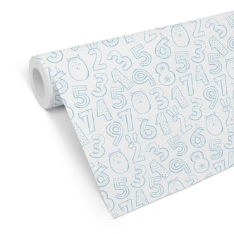 Patroonbehang nummers 1x1 - blauw 