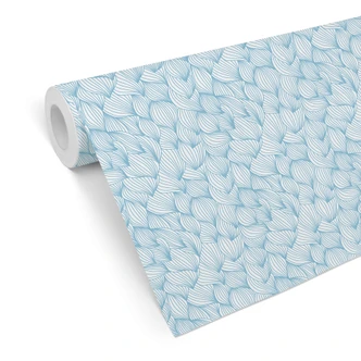 Mustertapete - Grafische Wellen - blau 