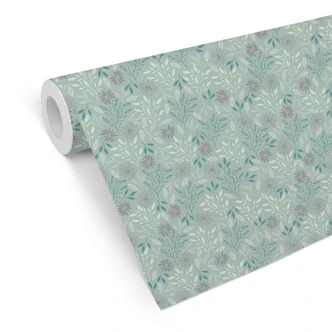 Tapet med mønster Graphic Flowers - grene turkis 
