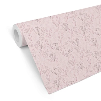 Tapet med mønster Grafiske blomster - blomstermark pink 