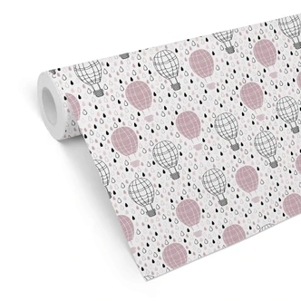 Patroonbehang Hete Luchtballon - roze 