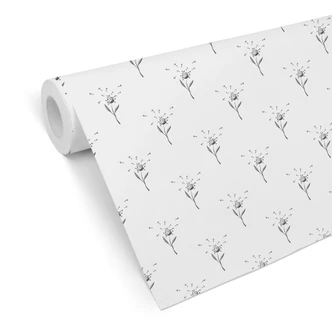 Patroonbehang Paardebloemen Zwart-Wit 