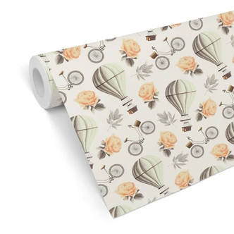 Patterned Wallpaper – Vintage Balloons – white 