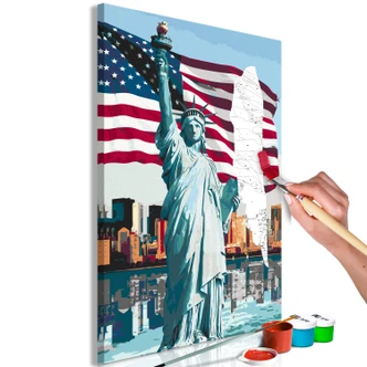 Canvas schilderij - Trotse Amerikaan - 40x50 cm - met spieraam - opgespannen 
