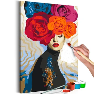 Canvas schilderij - Tijger op schouder - 40x50 cm - met spieraam - opgespannen 