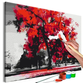 Canvas schilderij - Scarlet tree - 50x40 cm - met spieraam - opgespannen 