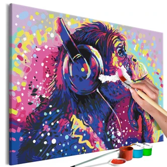 Canvas schilderij - Magische chimpansee - 50x40 cm - met spieraam - opgespannen 