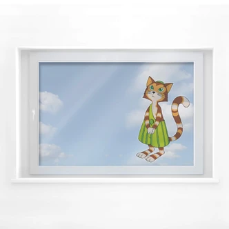 Fensterbild Pettersson und Findus - Findus hört zu 