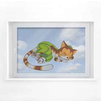 Fensterbild Pettersson und Findus - Findus schläft 