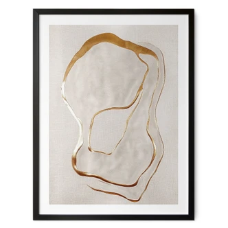 Póster lineal abstracto en dorado y beige - Alma 