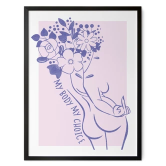 Poster Lichaamspositiviteit - Lijnkunst Bloemen 