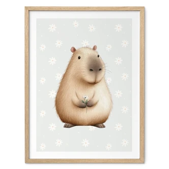 Póster para niños - Carpincho con margaritas 