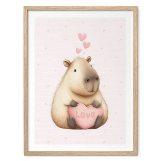 Poster per bambini Capibara con cuore d'amore 