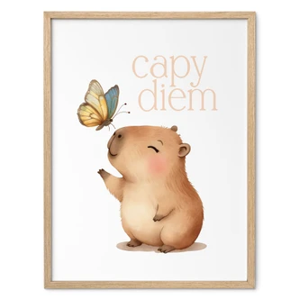 Poster per la stanza dei bambini - Capibara con farfalla - Capy Diem 