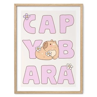 Kinderposter Capybara Typo Design mit Blüten Kinderposter Capybara Typo Design mit Blüten