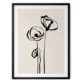 Poster Line Art Deux coquelicots - Cats & Dotz 