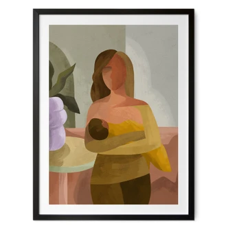 Poster Sterke moeder met kind - Goed Blauw Poster Sterke moeder met kind - Goed Blauw