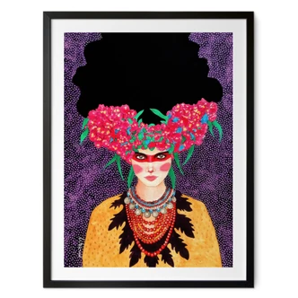 Poster Frau mit Blütenkranz und Stärke - Hülya 