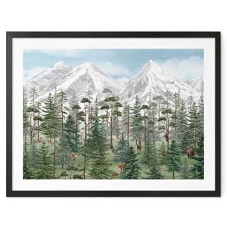 Plakat zwierzęta leśne w zielonym alpejskim lesie | motyw natury do pokoju dziecięcego - Kikki Belle 