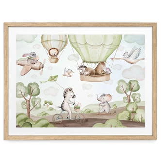 Plakat dla dzieci - Balonowa przejażdżka przyjaciół zwierząt - Kvilis 