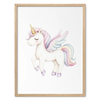 Poster Licorne magique avec des ailes | Créatures fabuleuses en pastel pour enfants Poster Licorne magique avec des ailes | Créatures fabuleuses en pastel pour enfants