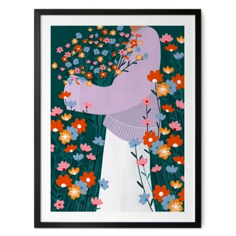 Poster Frau im bunten Blumengarten - Müller 