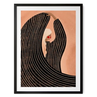 Poster vrouw met zwart gestreepte jurk - Müller 