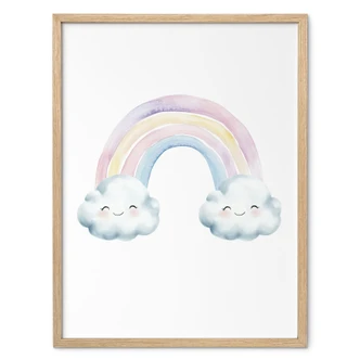 Poster voor kinderen - Regenboogmagie in pastelkleuren 