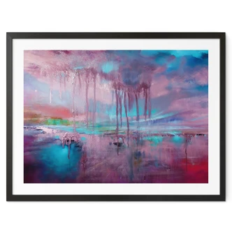 Poster Violette regen over blauwe nevel - Schmucker 