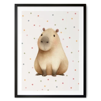 Poster per bambini con un simpatico capibara e coriandoli 