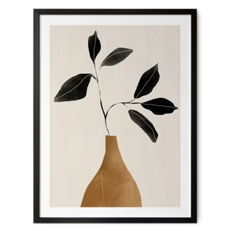 Poster Nature morte pour le salon - Branche dans un vase doré - ThingDesign 