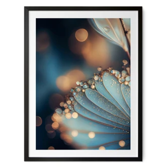 Poster blauwe bloesem met dauwdruppels - Treechild 