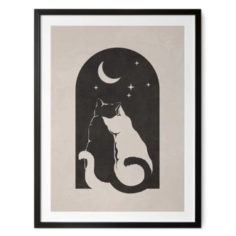 Poster Twee katten in het maanlicht - Tunaboylu 